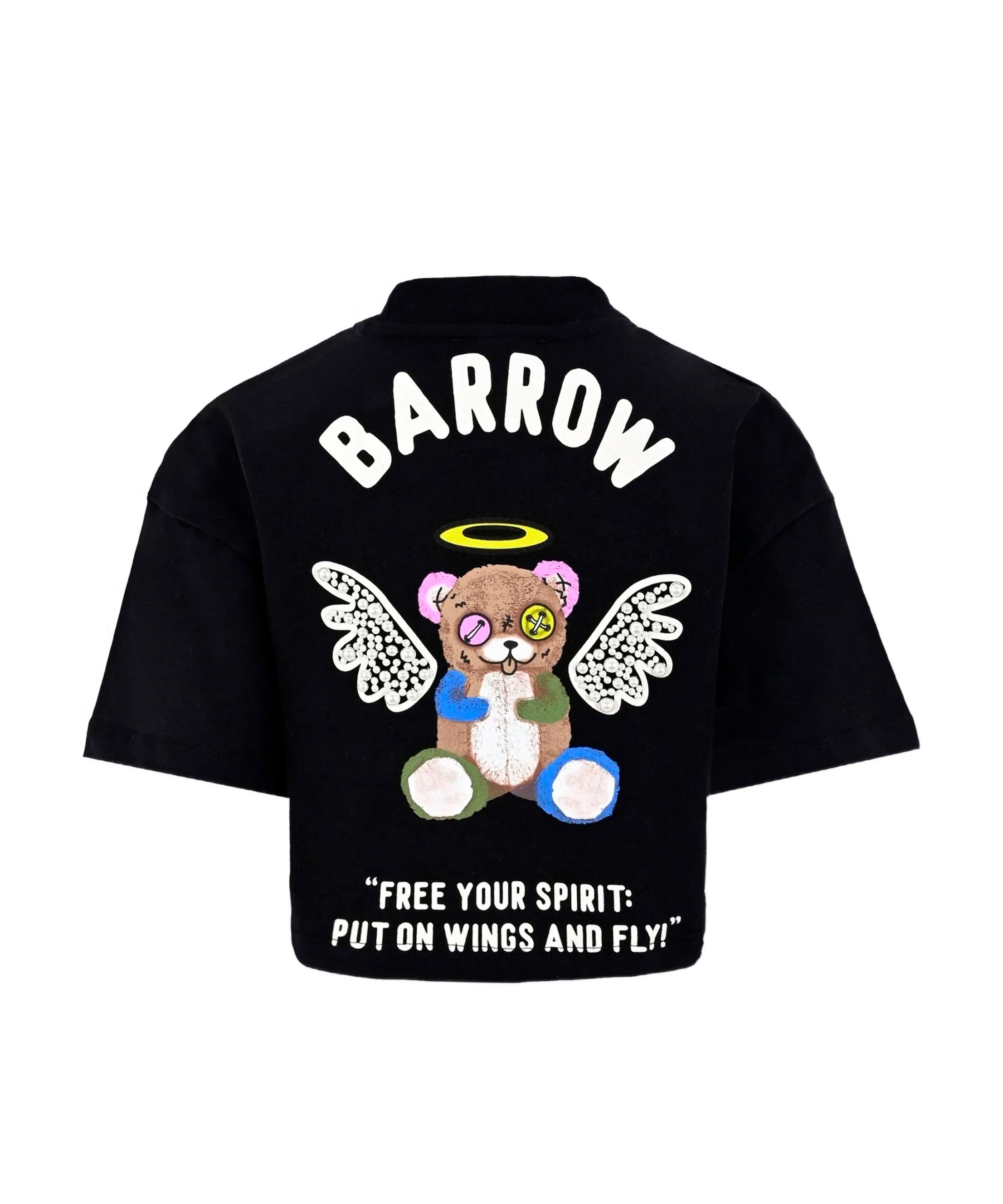 Barrow Kids T-Shirt Nera con Motivo Ali per Bambine