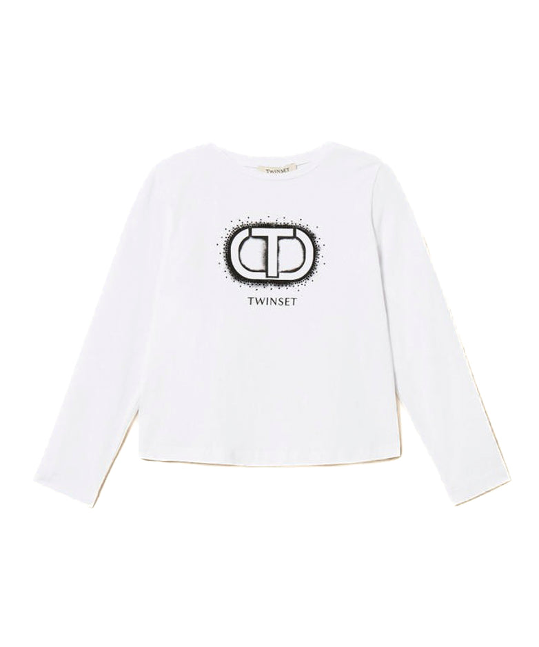 Twinset Kids T-Shirt Maniche Lunghe Bianca per Bambine