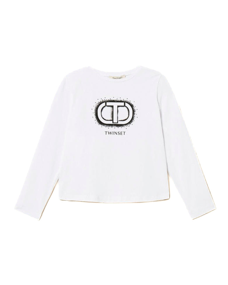 Twinset Kids T-Shirt Maniche Lunghe Bianca per Bambine
