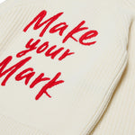 MAX&Co. Kids Maglione a Coste Panna con Scritta Rossa Make Your Mark Ricamata per Bambine