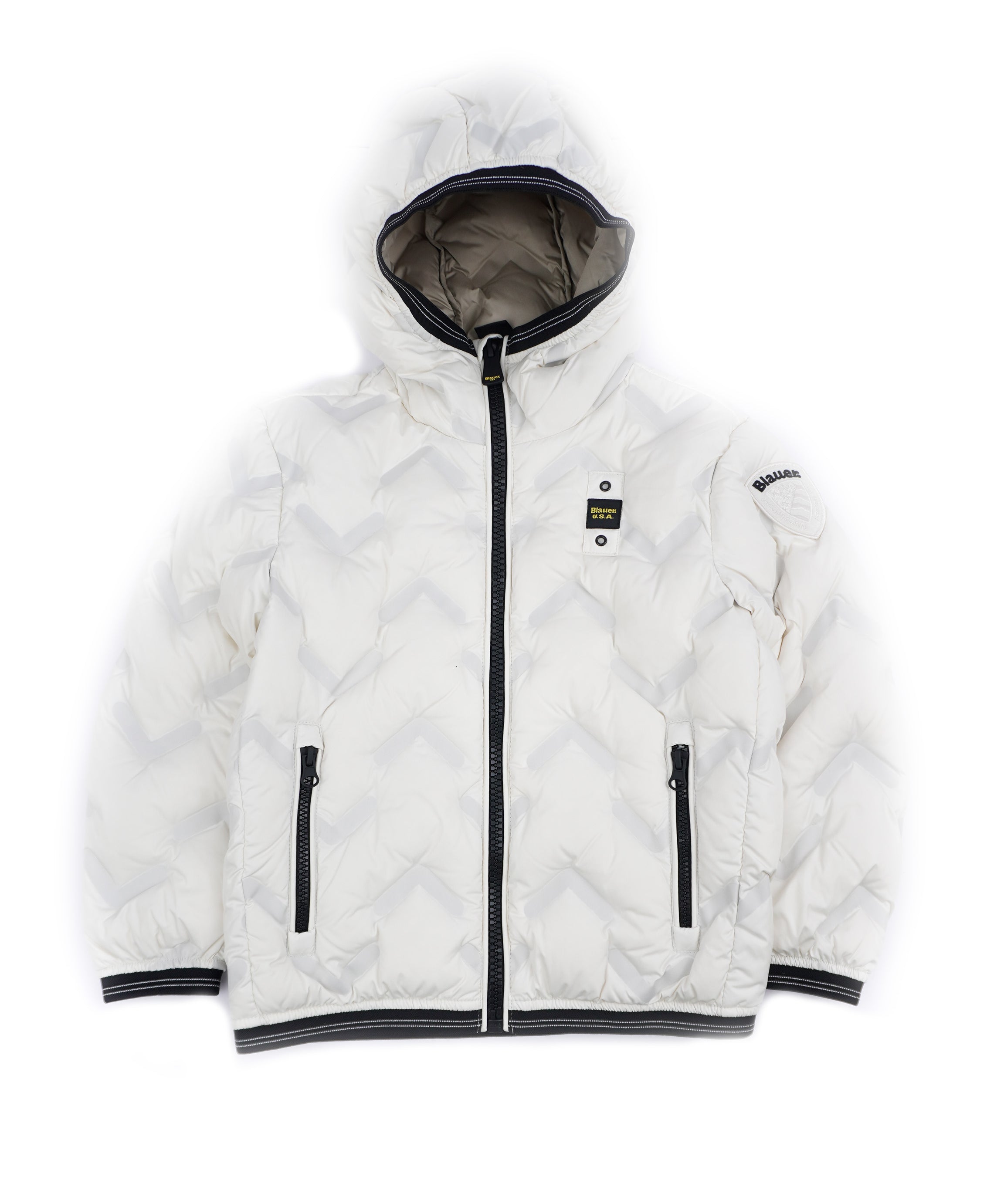 Blauer Kids Giubbino con Cappuccio Bianco Neve con Elastico a Contrasto IER JUNIOR per Bambini