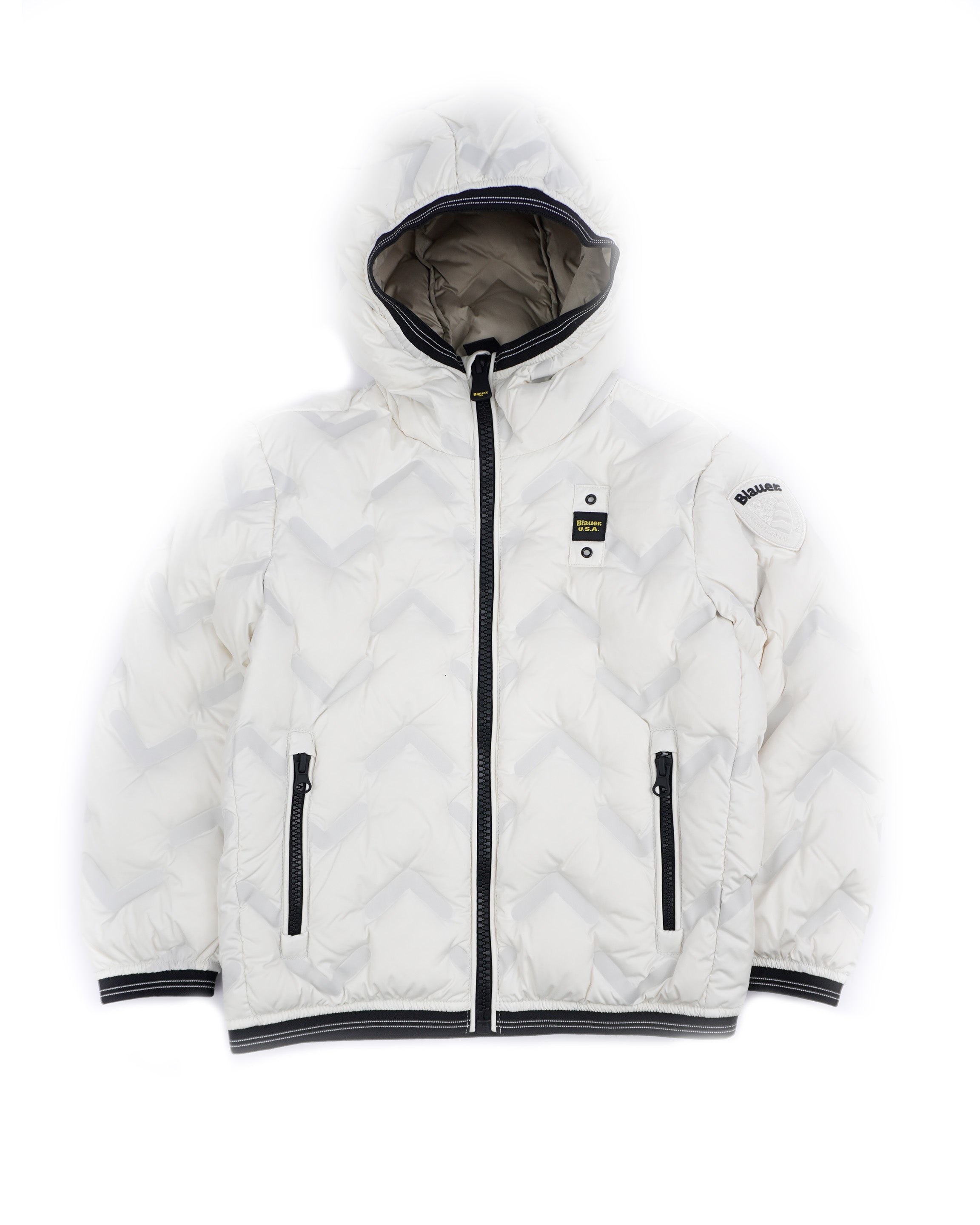 Blauer Kids Giubbino con Cappuccio Bianco Neve con Elastico a Contrasto IER JUNIOR per Bambini