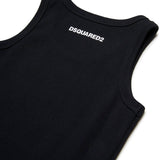 Dsquared2 Kids Canotta Nera a Costine per Bambini