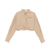 Pinko Kids Camicia Milk Coffee con Logo Ricamato per Bambine