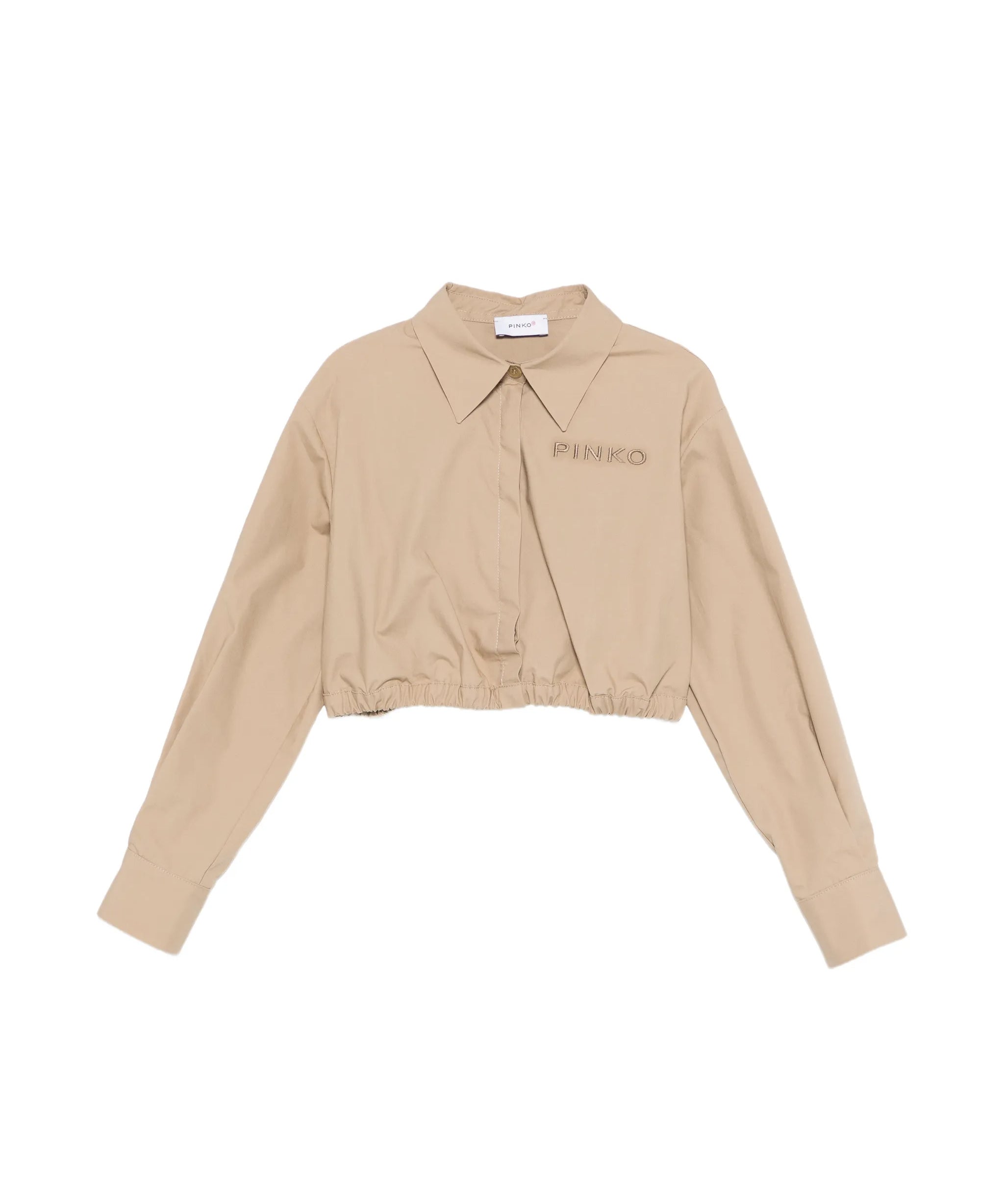 Pinko Kids Camicia Milk Coffee con Logo Ricamato per Bambine