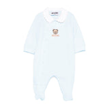 Moschino Kids Tutina Celeste con Logo per Neonati