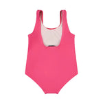 Moschino Kids Costume Monokini Fucsia con Stampa per Neonate