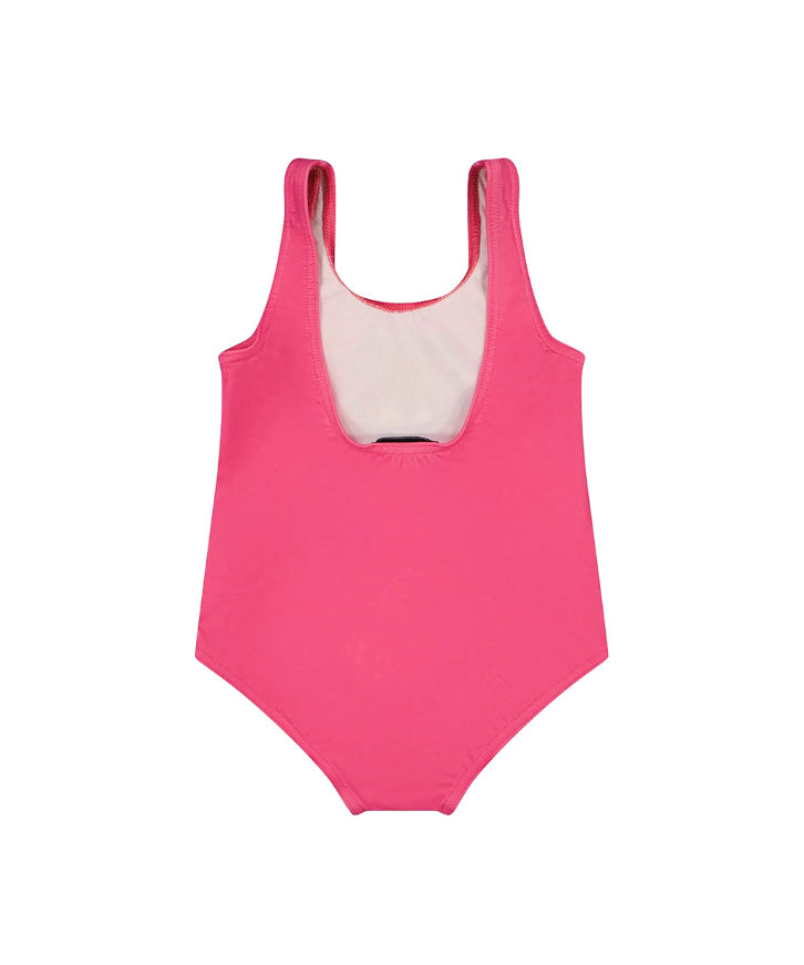 Moschino Kids Costume Monokini Fucsia con Stampa per Neonate