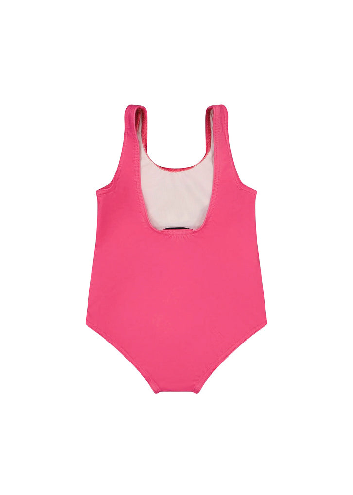 Moschino Kids Costume Monokini Fucsia con Stampa per Neonate