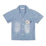 Palm Angels Kids Camicia Celeste con Toppa Orso Unisex