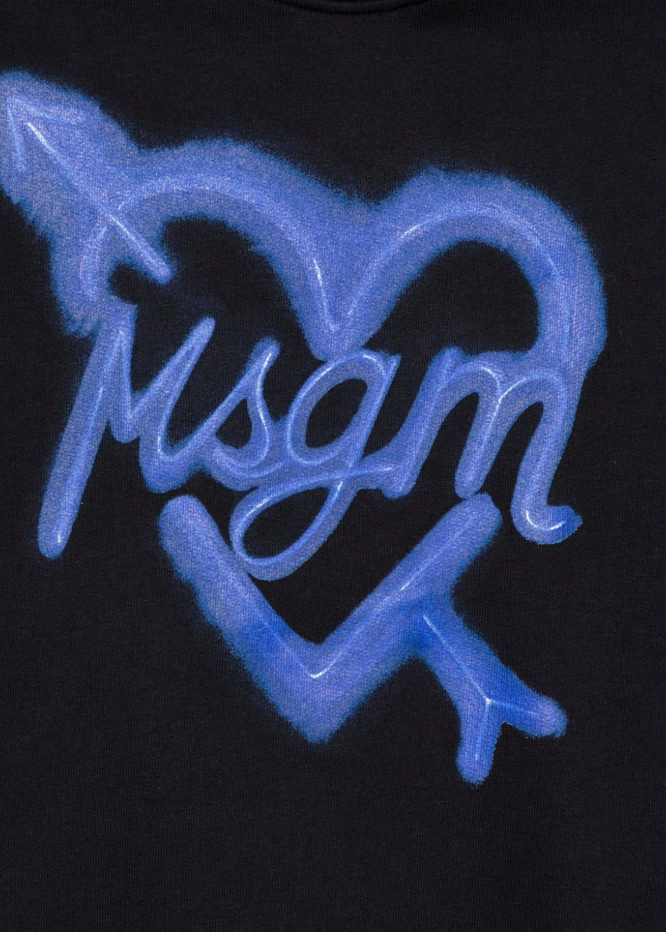 MSGM Kids Felpa Nera con Logo Neon per Bambine (dettaglio)