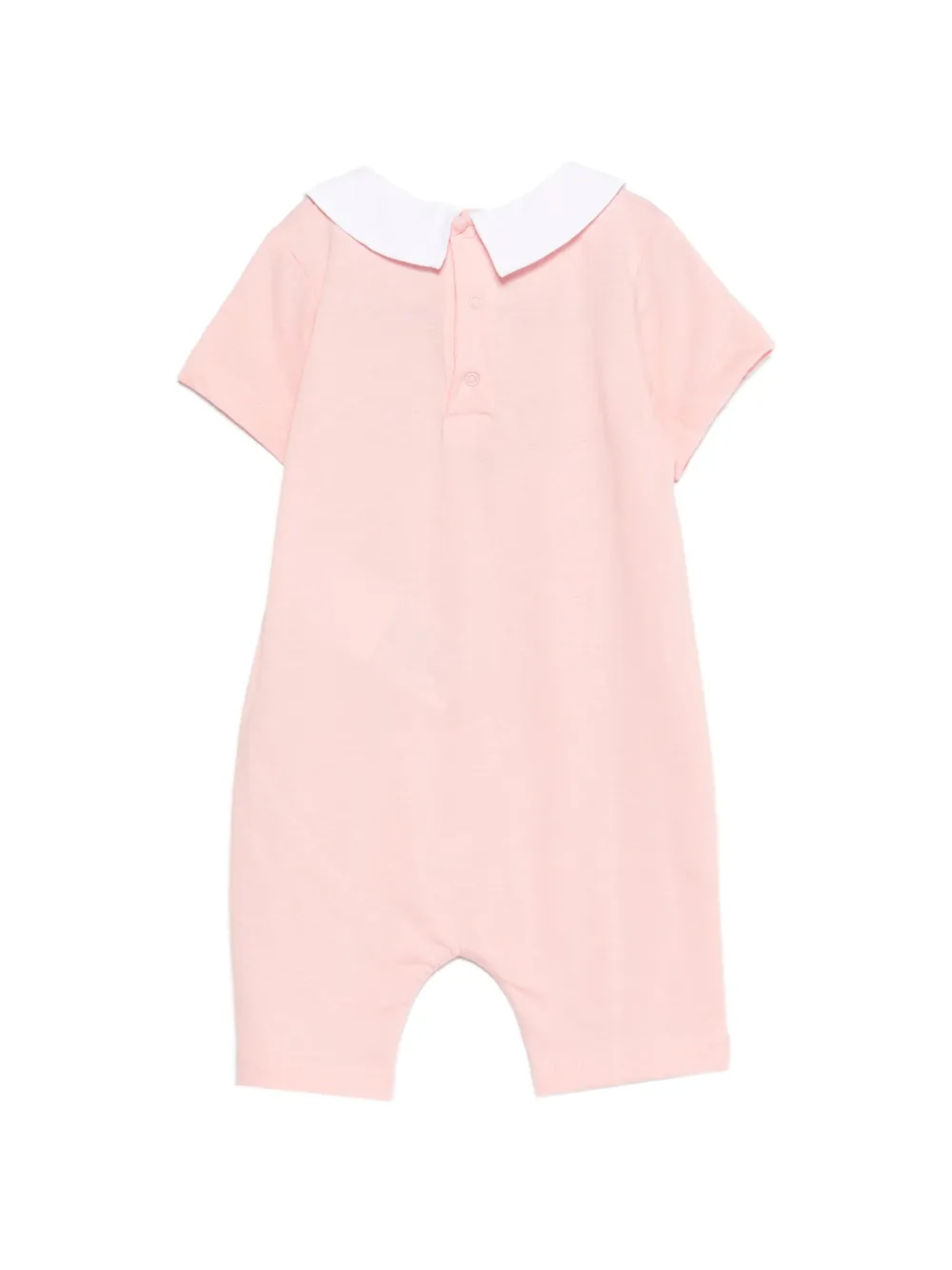 Moschino Kids Pagliaccetto Rosa con Logo Teddy Bear per Neonate