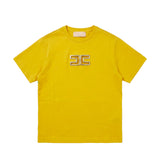 Elisabetta Franchi La Mia Bambina T-shirt Sun con Logo Effetto Metallico Oro per Bambine