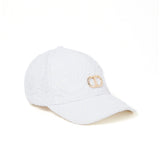 Twinset Kids Cappello Bianco in Pizzo Macramè per Bambine (fronte)