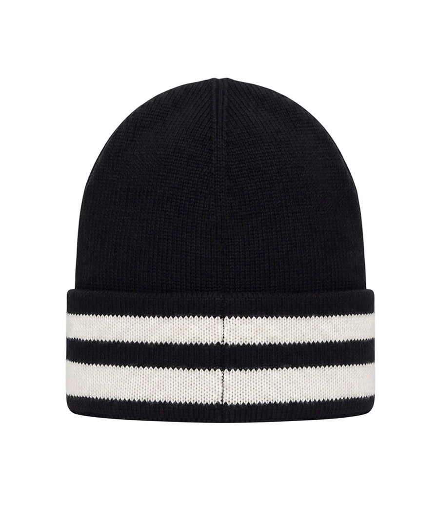 Gcds Kids Cappello Nero in Lana con Logo Bianco Unisex