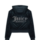 Juicy Couture Kids Felpa con Cappuccio Nera e Scritta Logo in Strass per Retro per Bambine