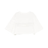 Elisabetta Franchi La Mia Bambina T-shirt Cropped Avorio con Banda Logo per Bambine