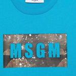 MSGM Kids T-shirt Turchese con Banda Logo per Bambini dettaglio
