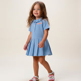 Diesel Kids Abito College Celeste con Applicazione Logo per Neonate