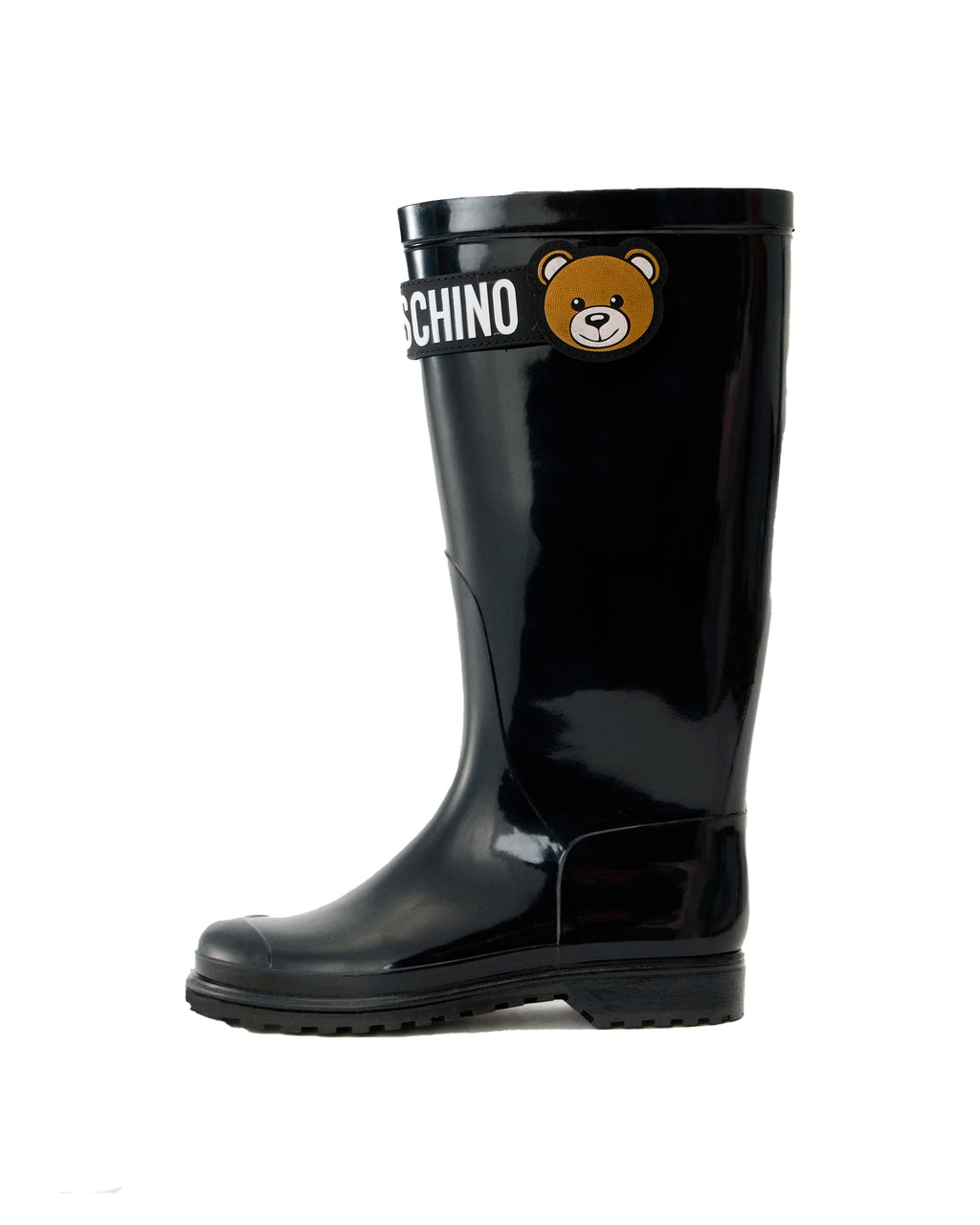 Moschino Kids Stivali Alti Neri Lucidi per Bambini