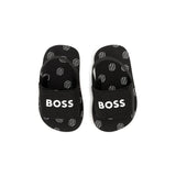 Boss Kids Sandali Neri Pull On con Logo Neonati