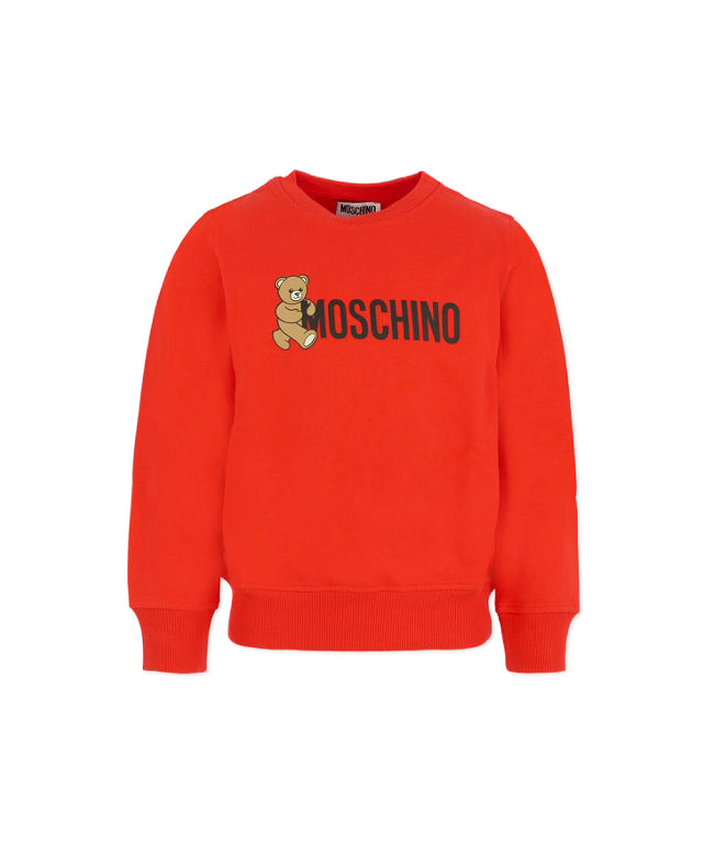 Moschino Kids Felpa Girocollo Rossa con Logo per Bambini