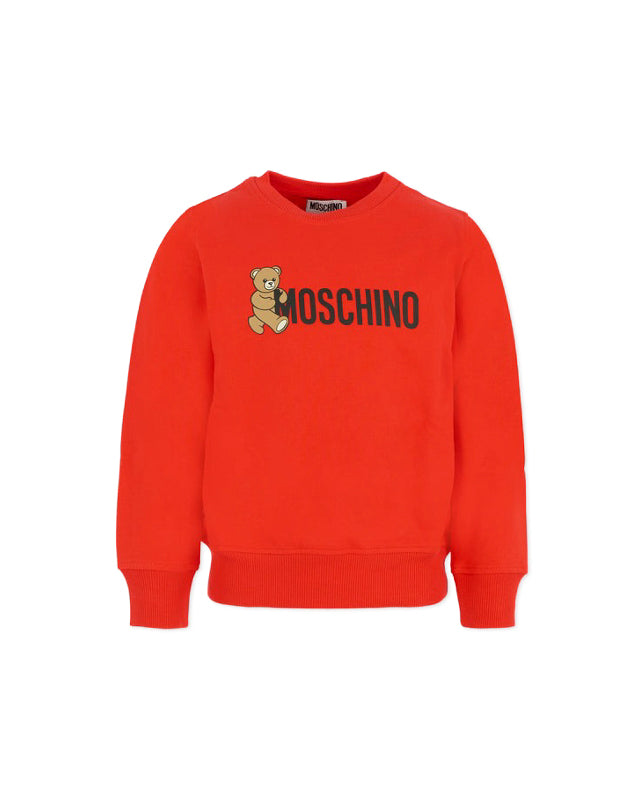 Moschino Kids Felpa Girocollo Rossa con Logo per Bambini
