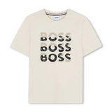 Boss Kids T-shirt Sabbia con Stampa Boss per Bambini