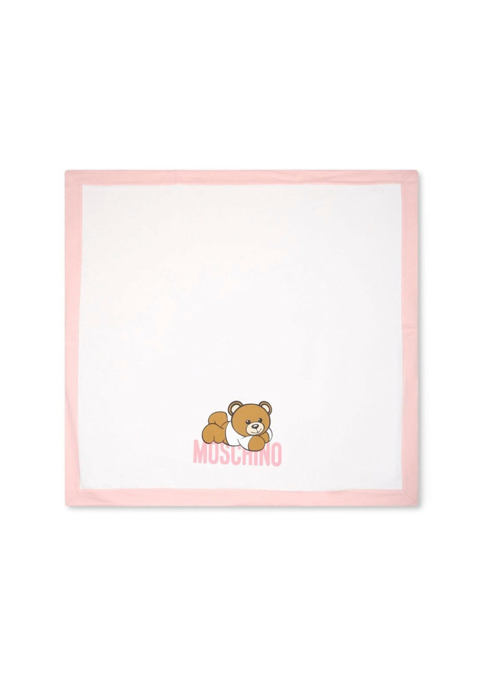 Moschino Kids Coperta Bianca/Rosa con Stampa Teddy Bear per Neonate