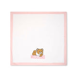 Moschino Kids Coperta Bianca/Rosa con Stampa Teddy Bear per Neonate