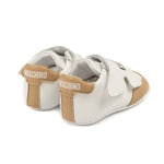 Moschino Kids Sneakers Bianco e Biscotto con Logo per Neonati