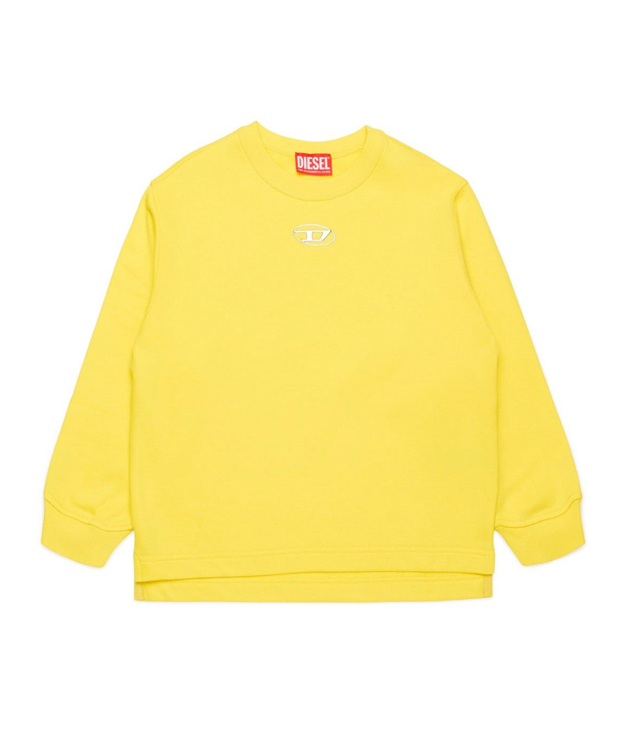 Diesel Kids Felpa Girocollo Gialla con Logo Oval D per Bambini