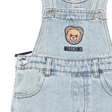 Moschino Kids Salopette in Denim con Logo Teddy Bear per Neonate