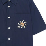 Moschino Kids Camicia Blu Navy con Logo Teddy Bear per Bambini