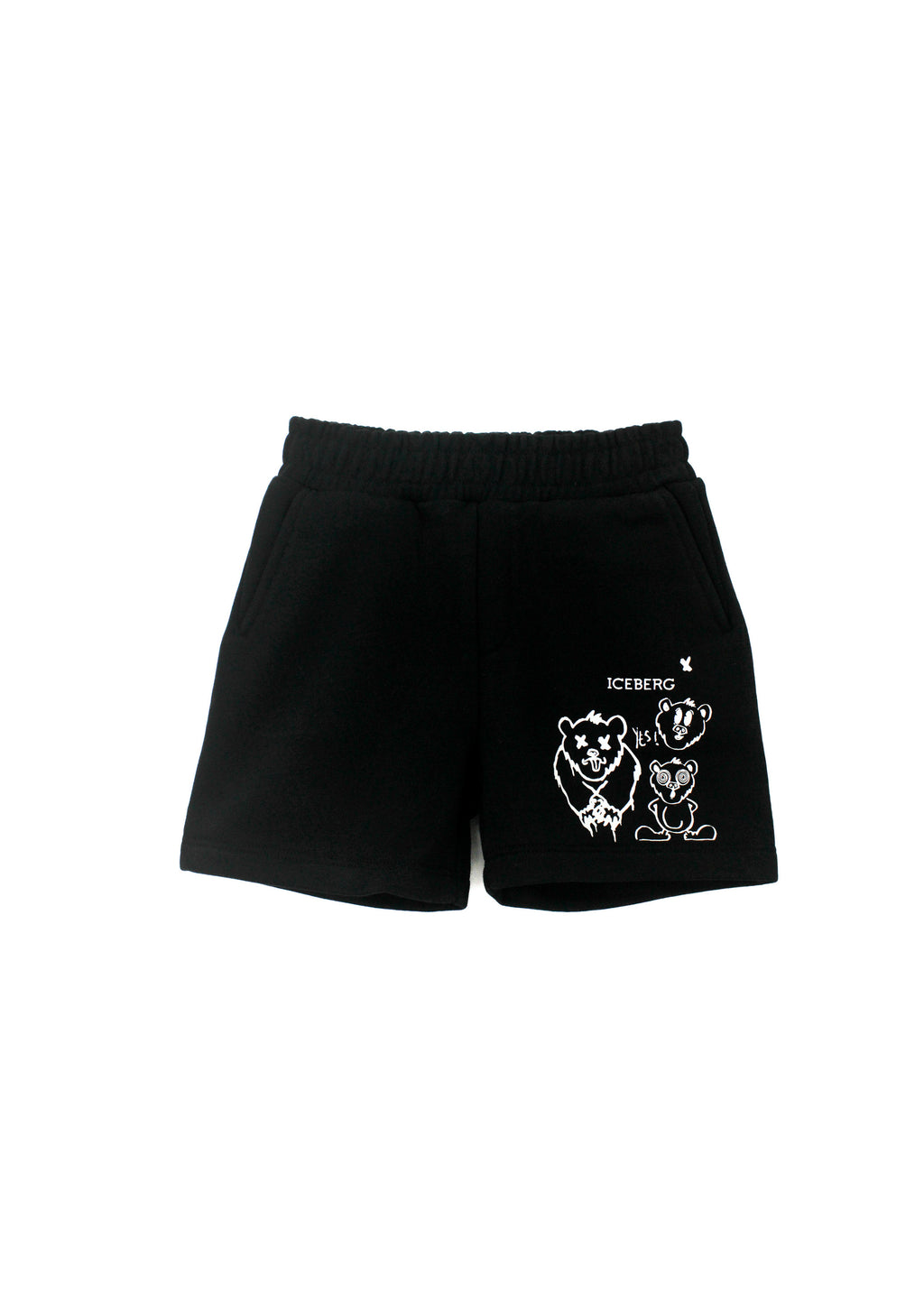 Iceberg Kids Black Bermuda Shorts with Print for Kids
