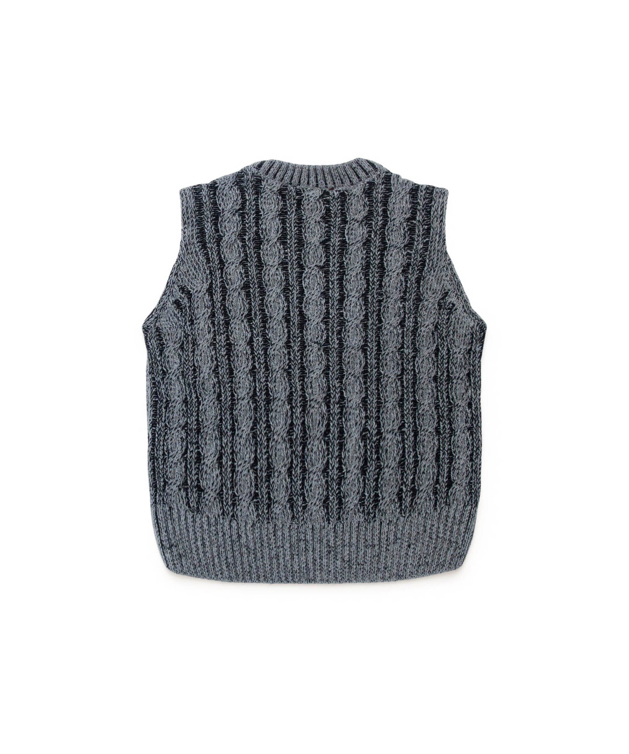 Diesel Kids Gilet in Maglia Intrecciato Grigio Melange per Bambini (retro)