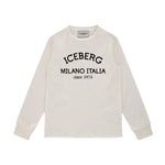 Iceberg Kids T-shirt Maniche Lunghe Bianca con Stampa Logo per Bambini