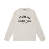 Iceberg Kids T-shirt Maniche Lunghe Bianca con Stampa Logo per Bambini