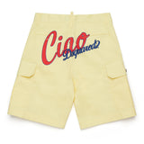 Dsquared2 Kids Short Cargo Giallo con Stampa sul Retro per Bambini