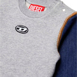 Diesel Kids Grey Crewneck Sweatshirt with Logo for Babies