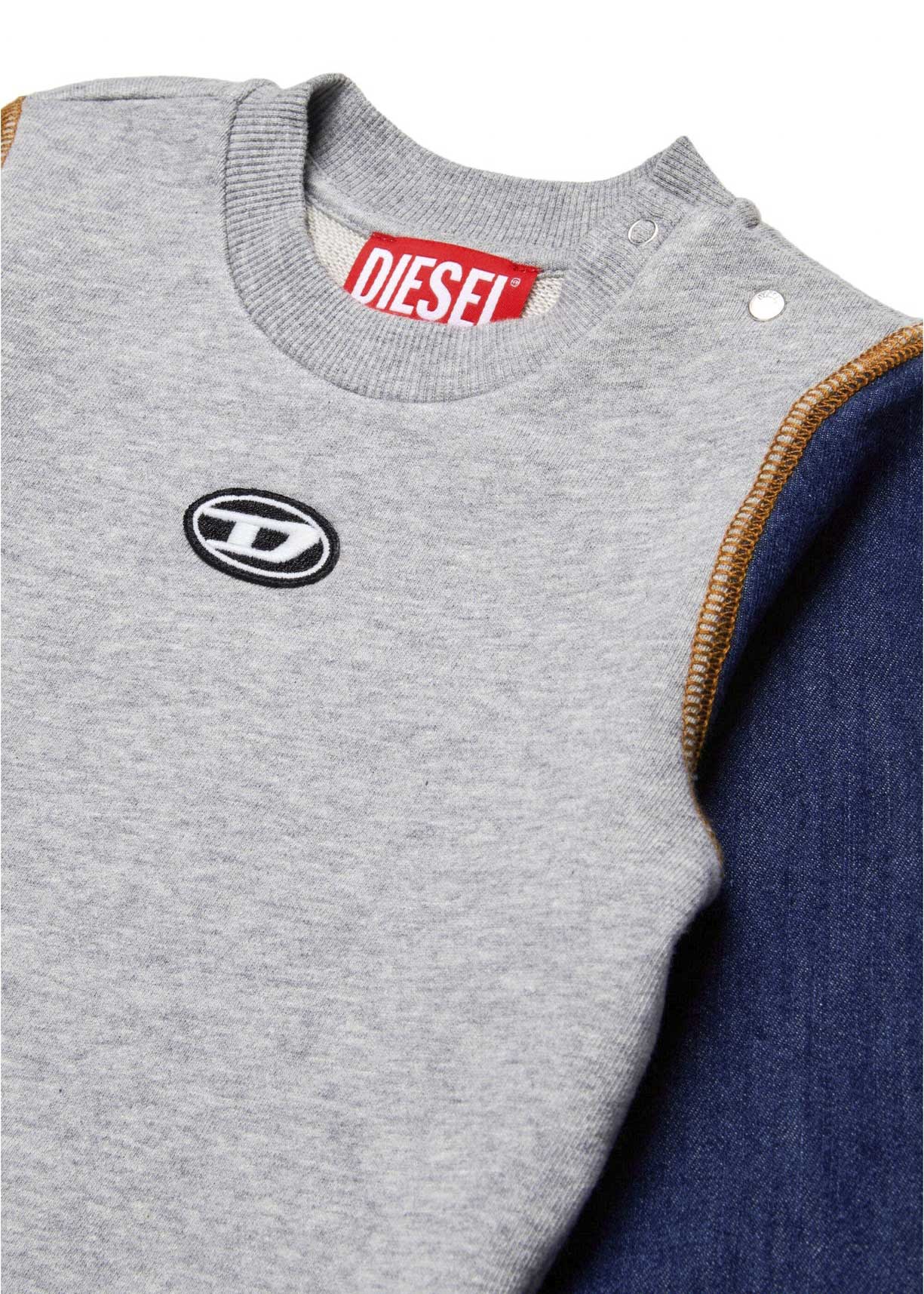 Diesel Kids Felpa Girocollo Grigia con Logo per Neonati