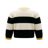 Elisabetta Franchi La Mia Bambina Cardigan Avorio e Nero con Logo per Neonate