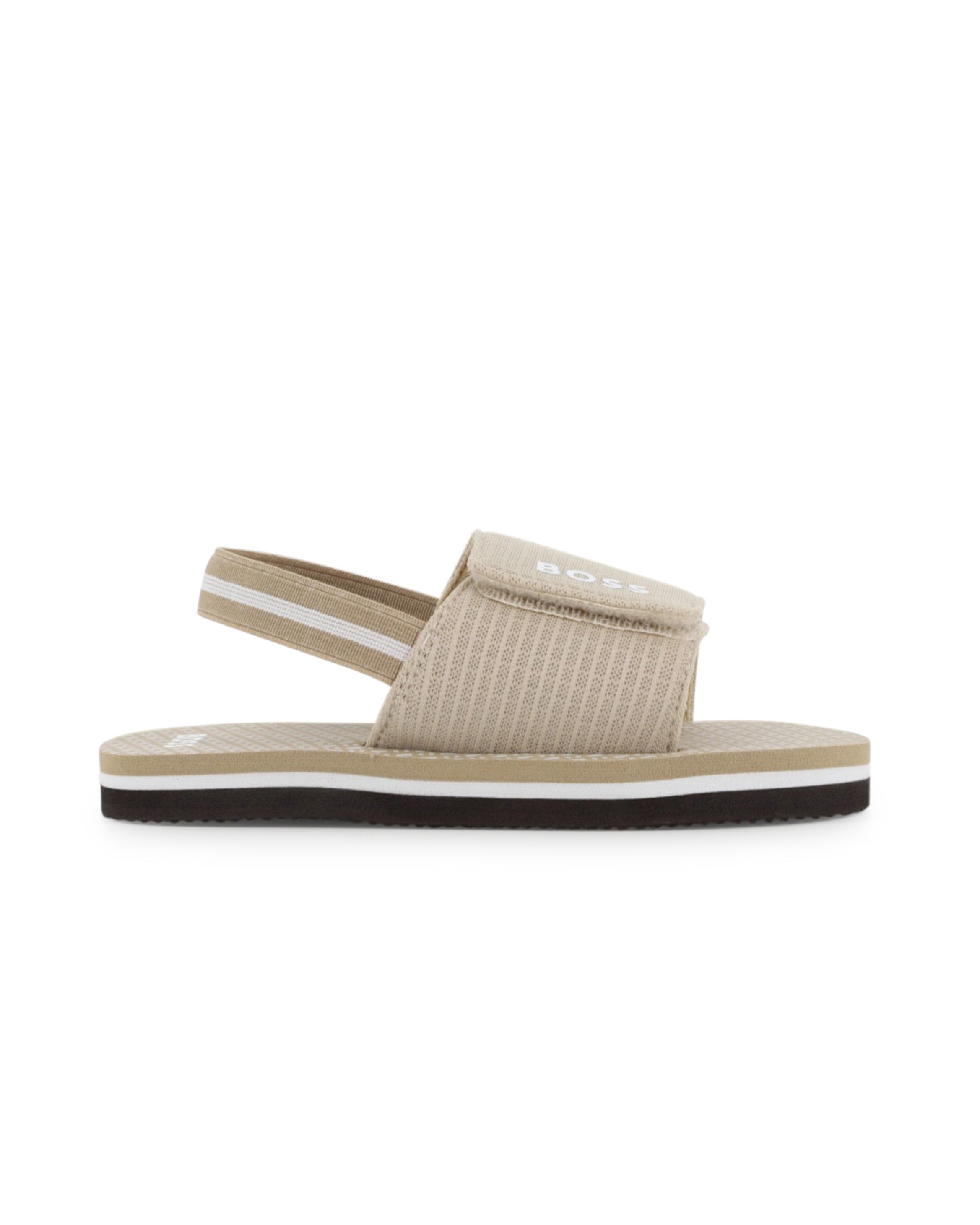 Boss Kids Ciabatte Beige con Chiusura a Strappo per Neonati