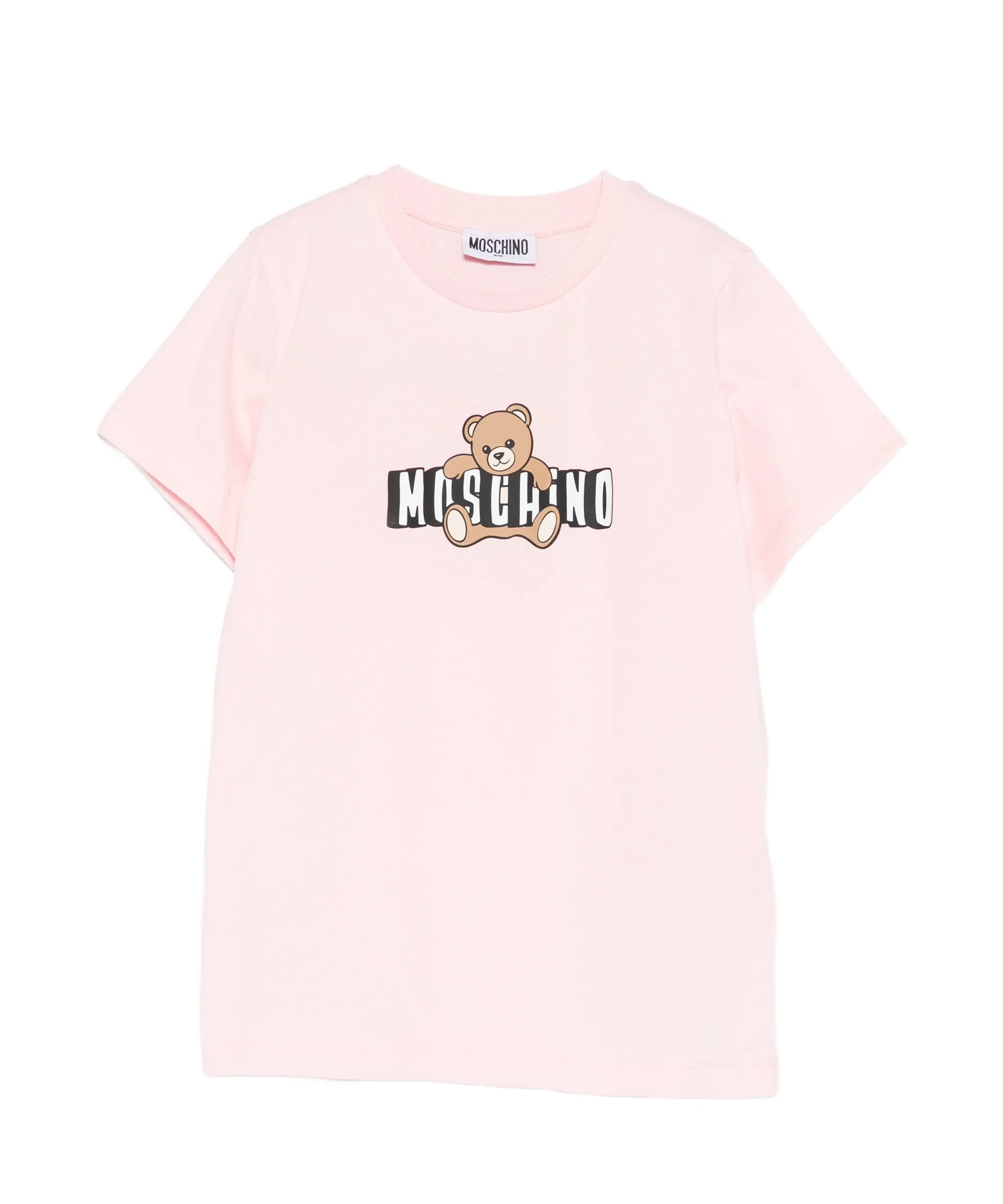 Moschino Kids T-Shirt Rosa con Logo Teddy Bear per Bambine
