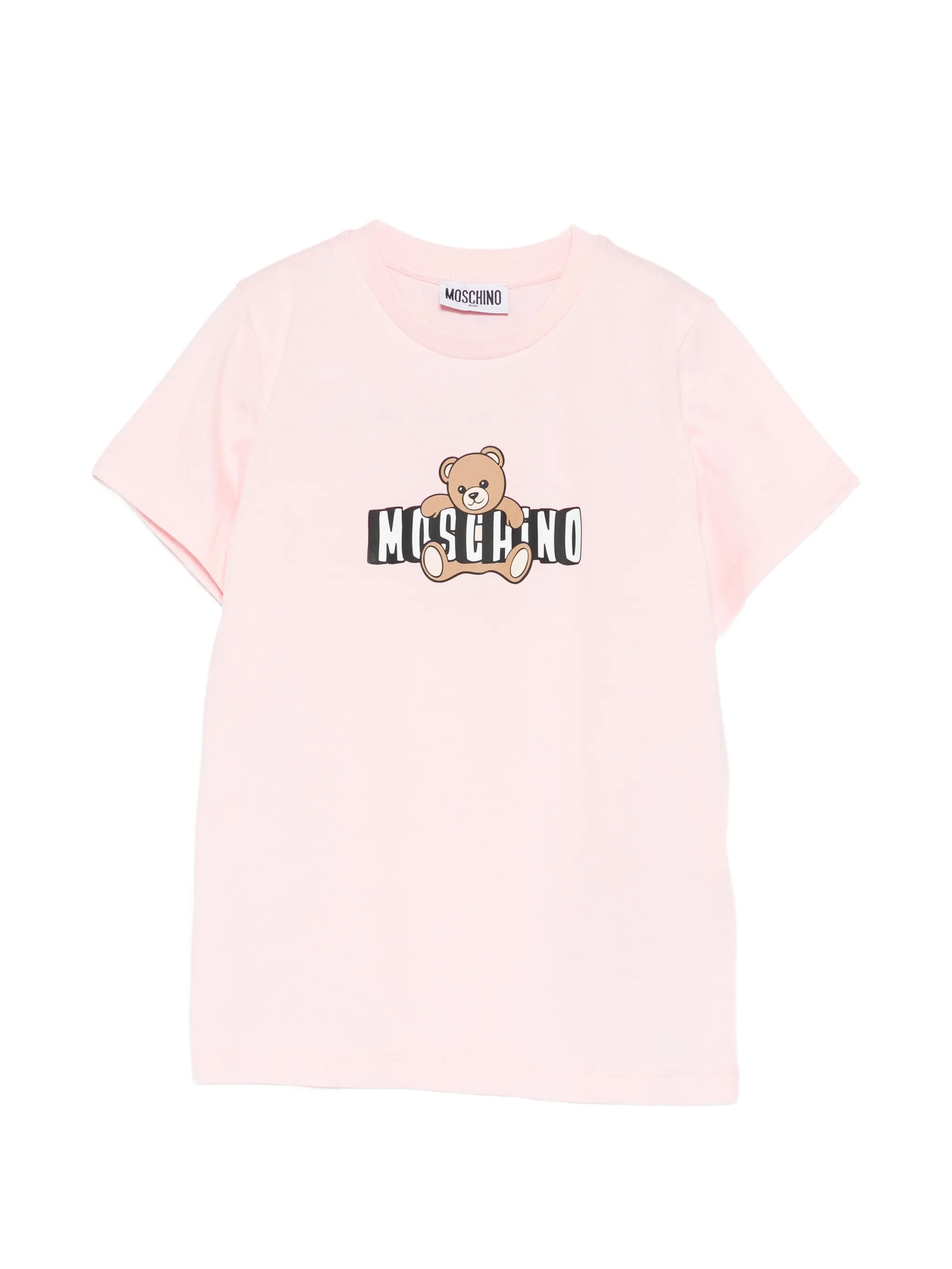Moschino Kids T-Shirt Rosa con Logo Teddy Bear per Bambine