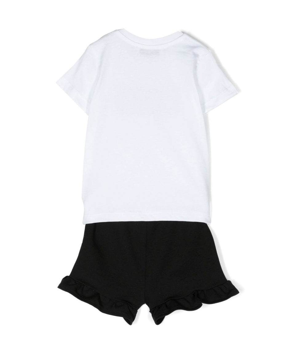 MSGM Kids Completo T-shirt e Short Bianco/Nero per Neonate