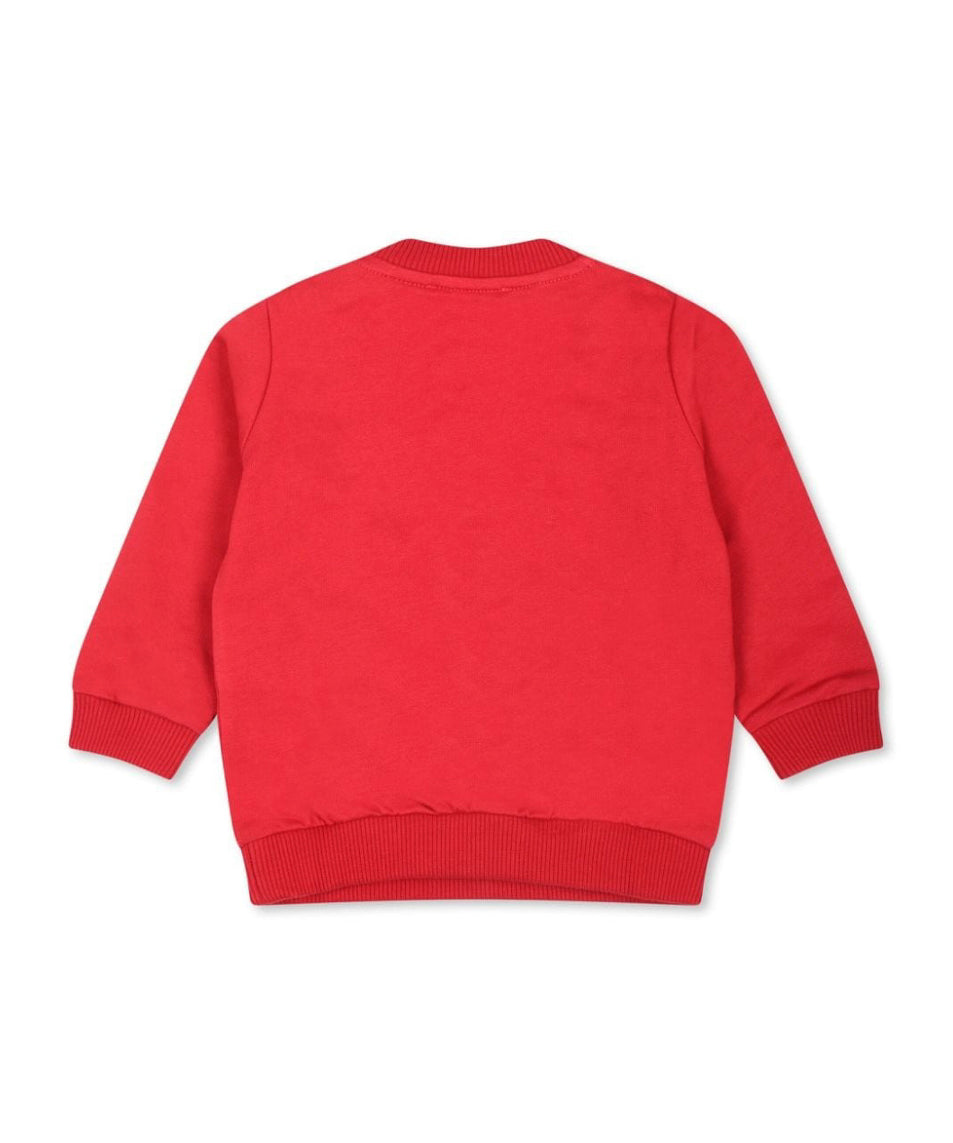Moschino Kids Felpa Rossa con Logo Teddy Bear per Neonati (retro)