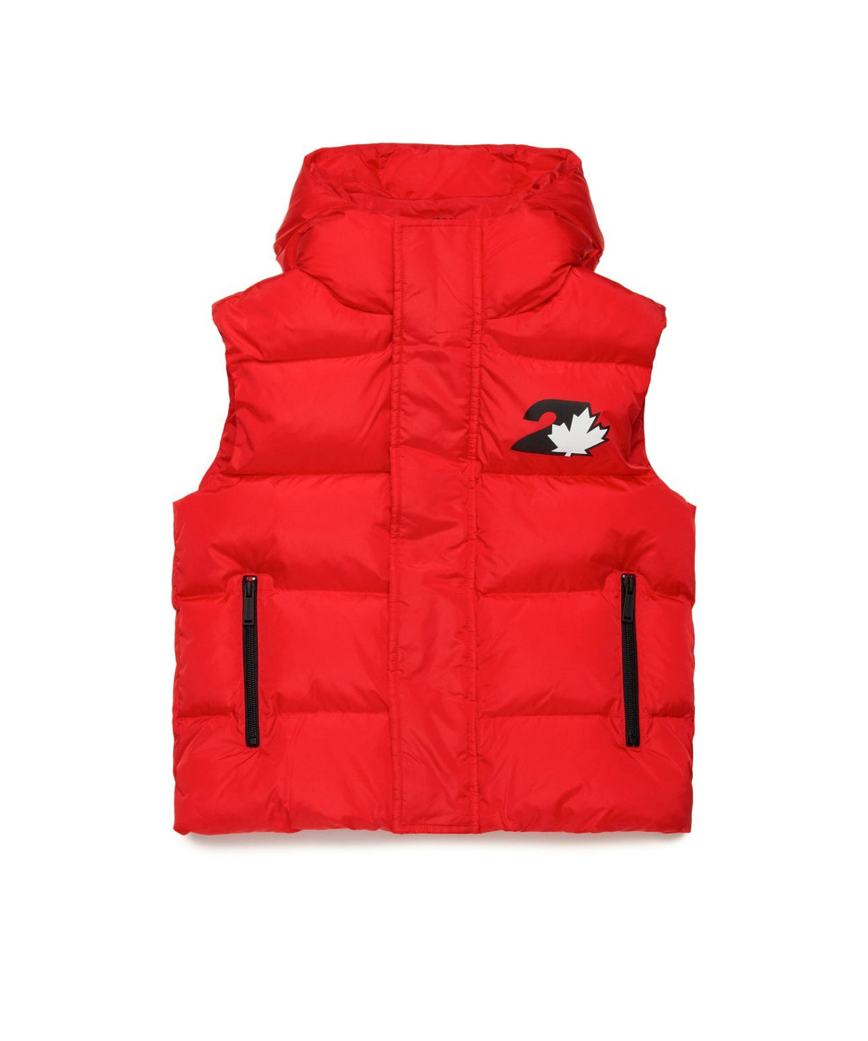 Dsquared2 Kids Giubbino Smanicato Rosso con Logo Leaf per Bambini