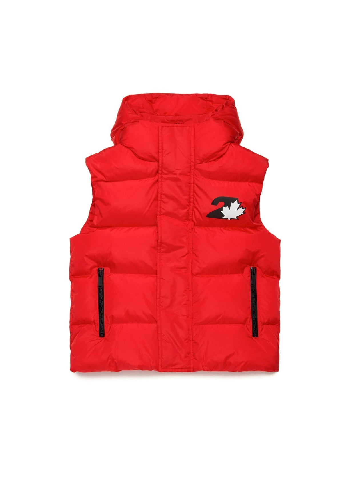 Dsquared2 Kids Giubbino Smanicato Rosso con Logo Leaf per Bambini