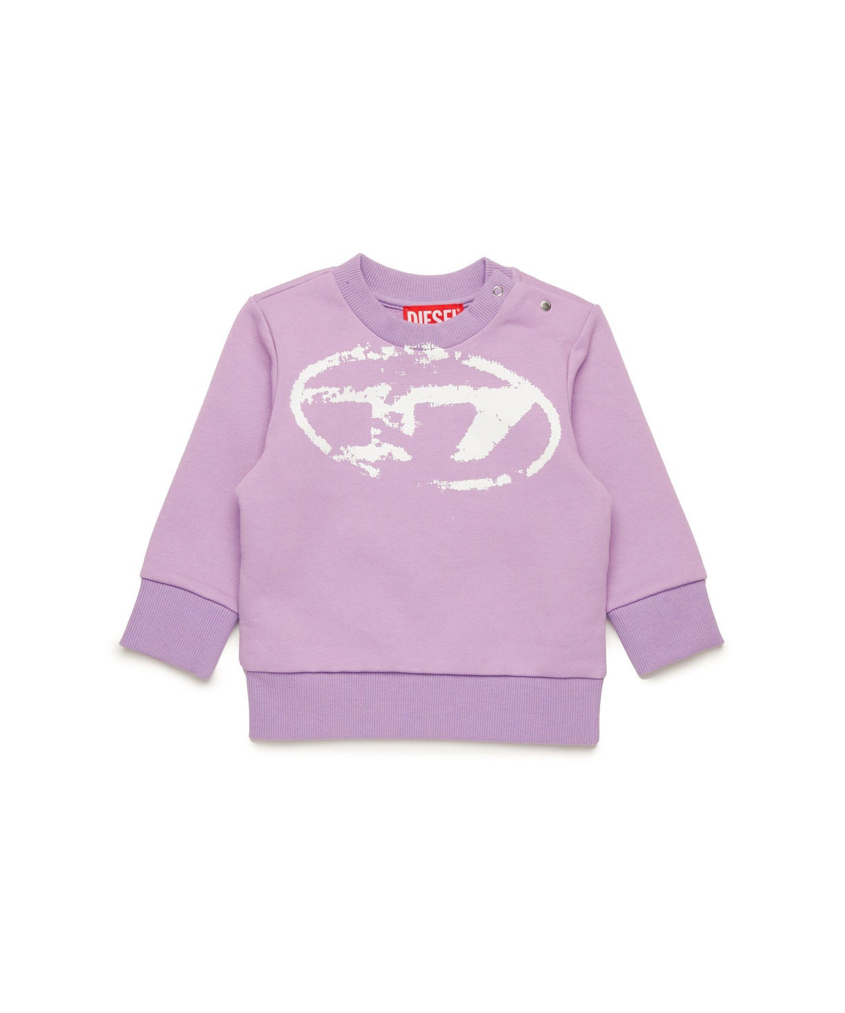 Diesel Kids Felpa Lilla Girocollo con Used Effect Oval D per Neonate